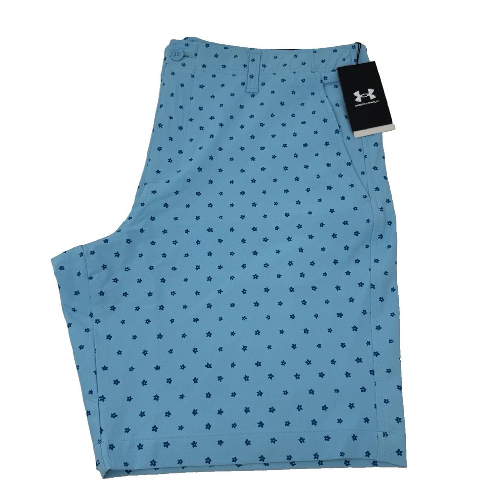 Men's Under Armour Drive Printed Golf's Shorts Size 38‎ Blue NWT